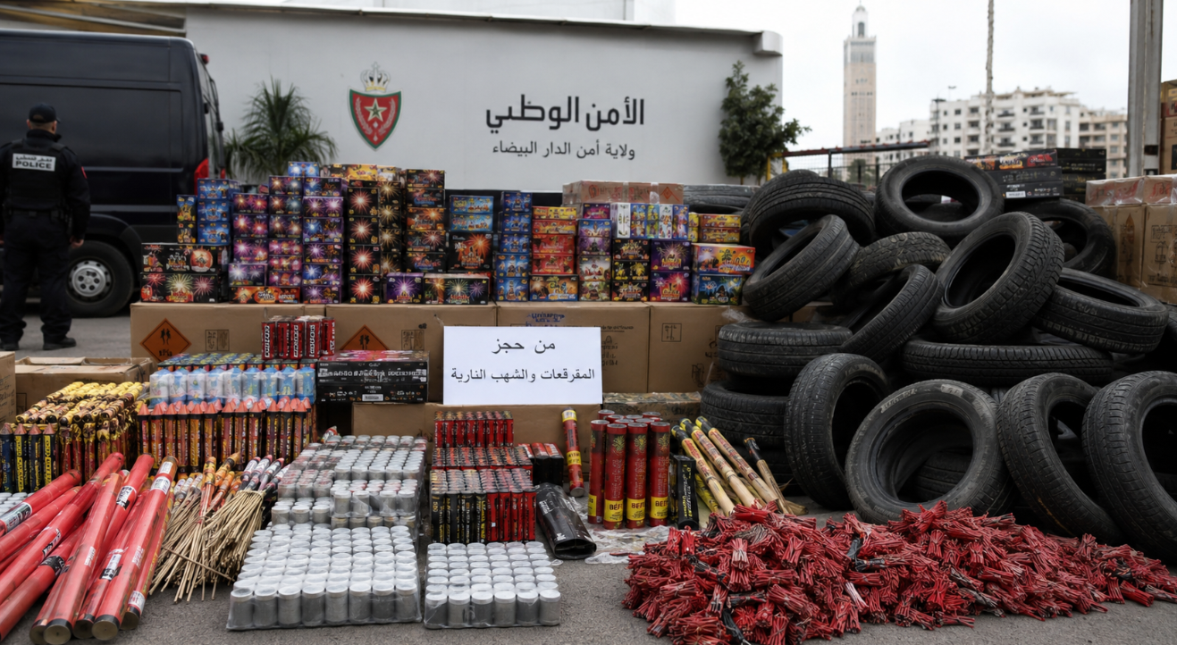 الدار البيضاء.. توقيف 126 شخصاً وحجز أكثر من 148 ألف وحدة من المفرقعات والشهب النارية المهربة