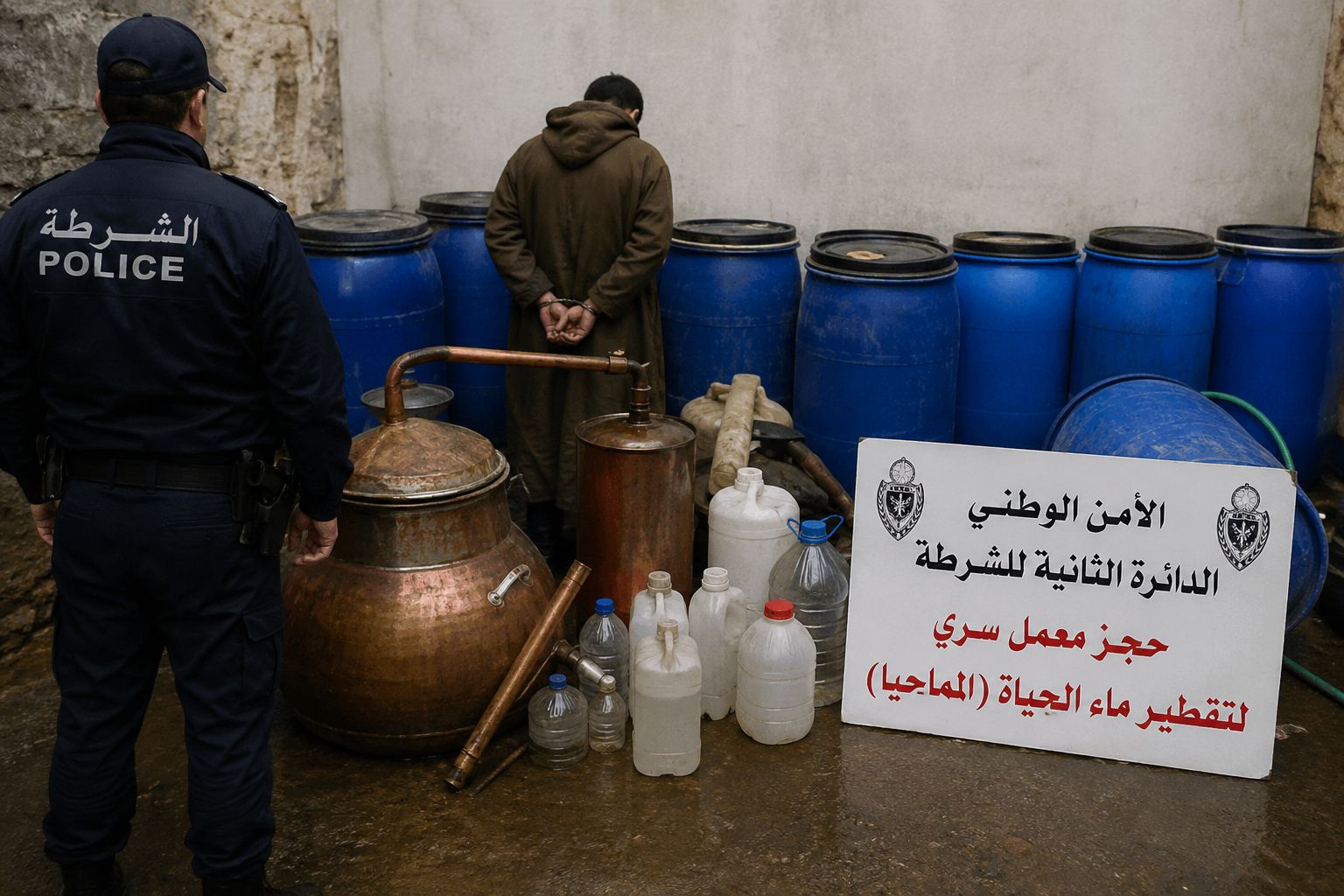 تفكيك معمل سري لتقطير "ماء الحياة" بحي تكيريا وتوقيف المشتبه فيه الرئيسي